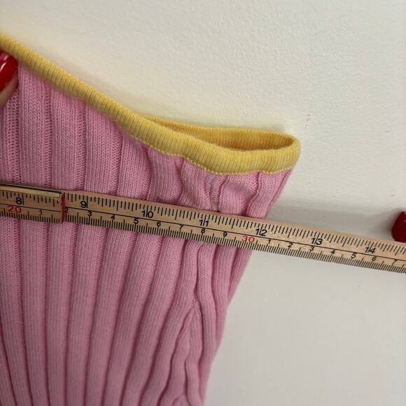 Mable Color Block Cutout Midi Dress Ribbed Pink and Yellow M - Picture 8 of 10